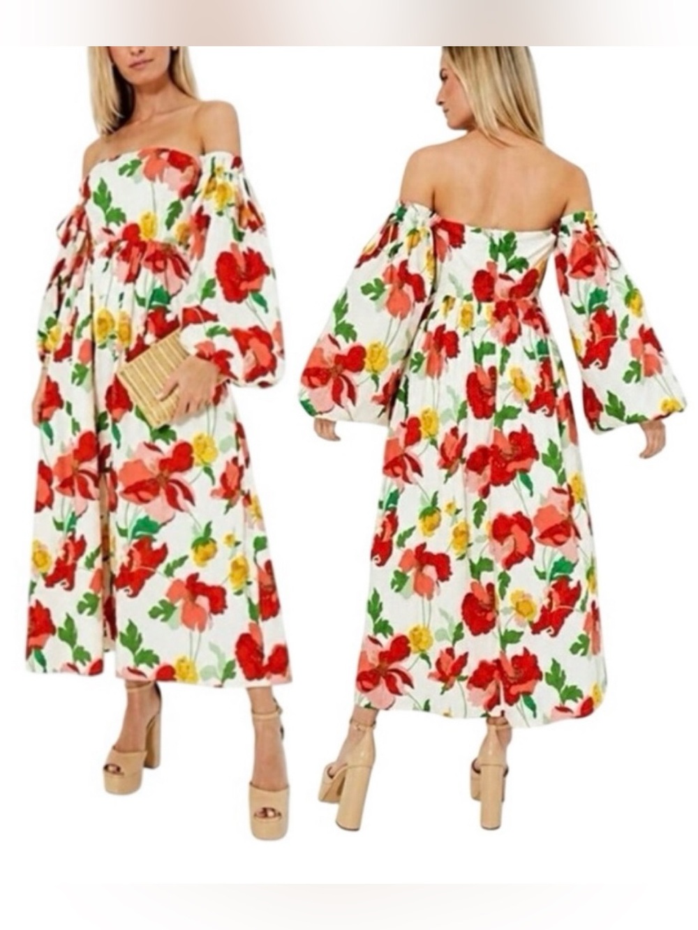 HYACINTH HOUSE x TUCKERNUCK Off-The-Shoulder Marigold Maxi Dress in Size XXS New